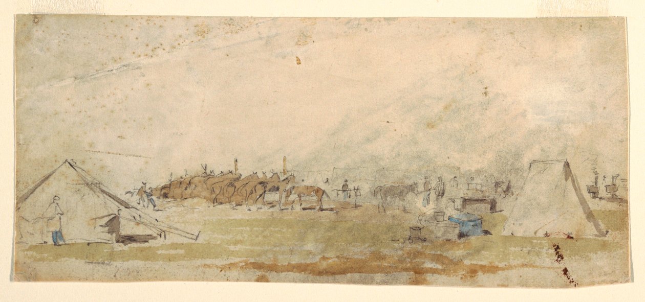 Tegning, hærens lejr, 1862 af Winslow Homer
