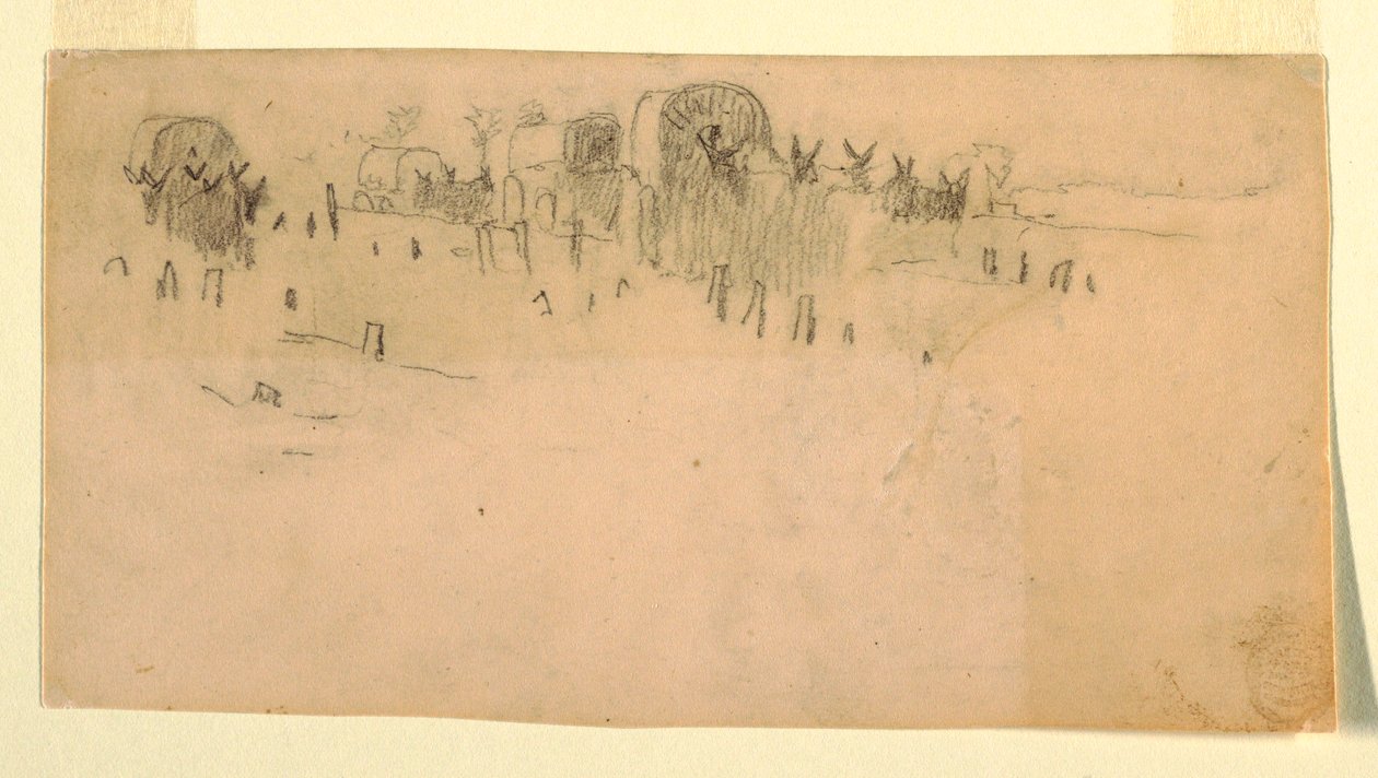 Tegning, hærens vogntog, 1862 af Winslow Homer