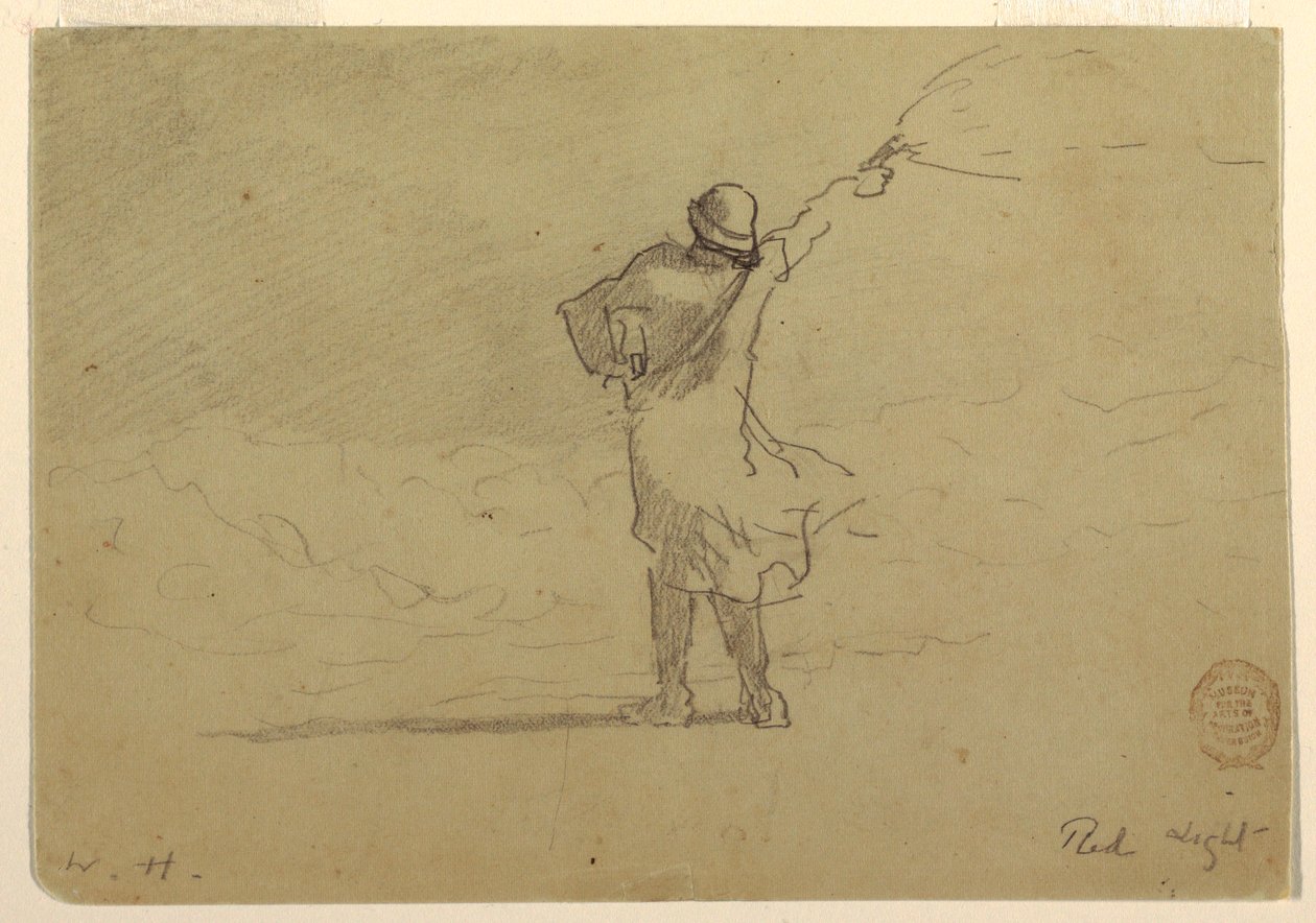 Tegning, "Rødt lys", sandsynligvis 1883 af Winslow Homer