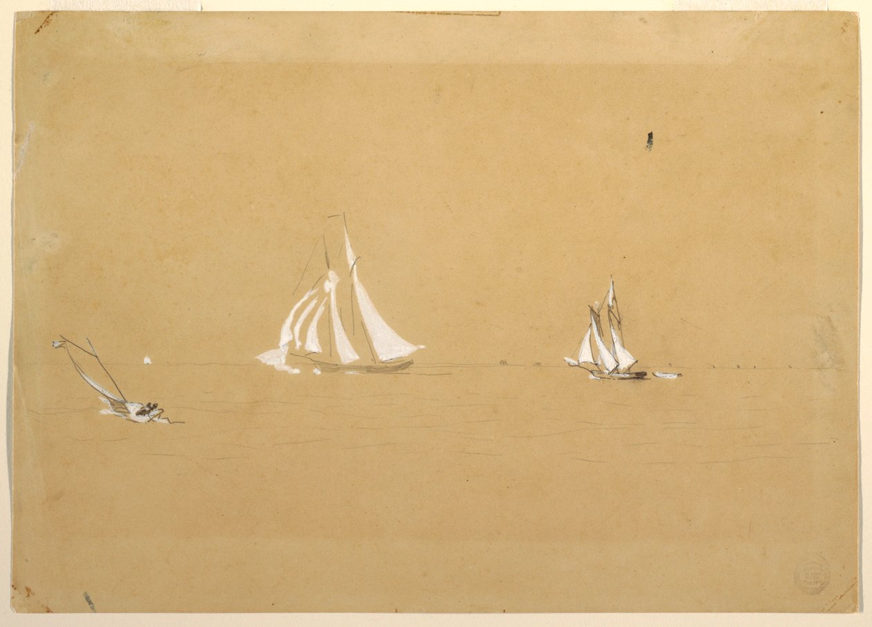 Tegning, to skonnerter, 1880 af Winslow Homer