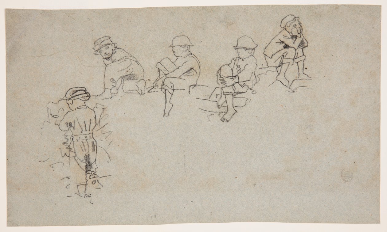 Fem skitser af unge drenge af Winslow Homer