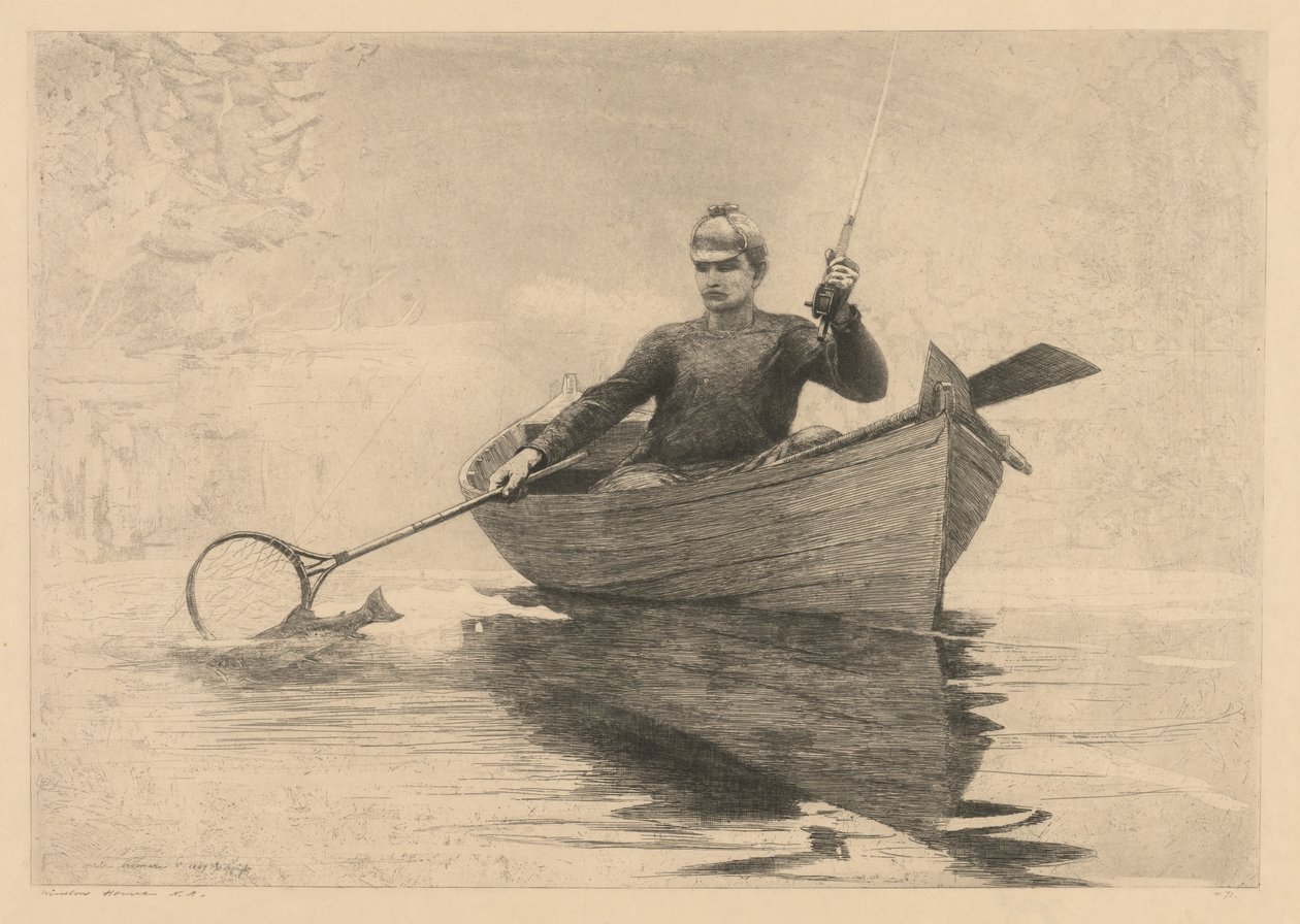 Fluefiskeri, 1889. af Winslow Homer