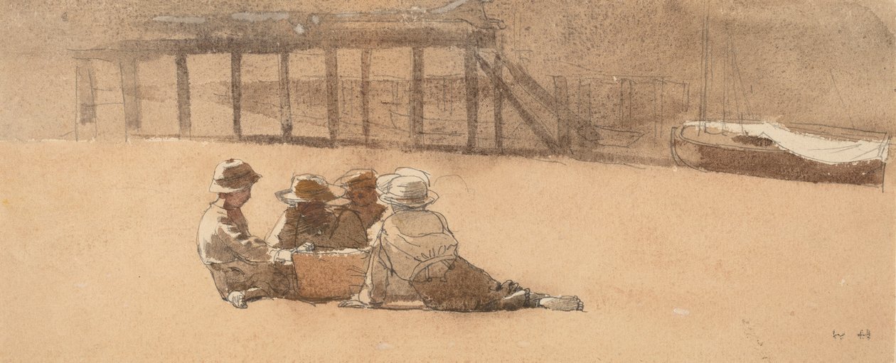 Fire drenge på en strand, 1873. af Winslow Homer