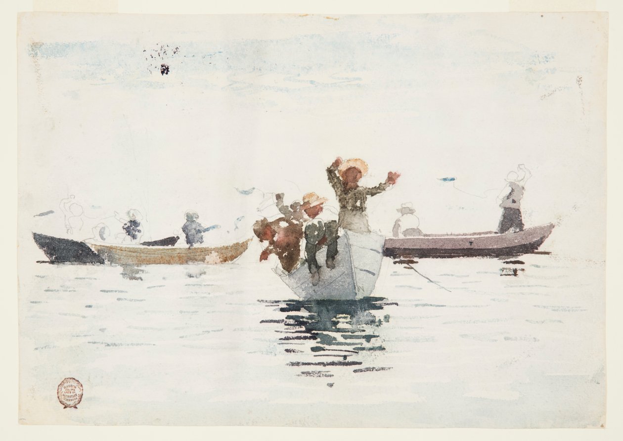 Fire robåde med børn af Winslow Homer