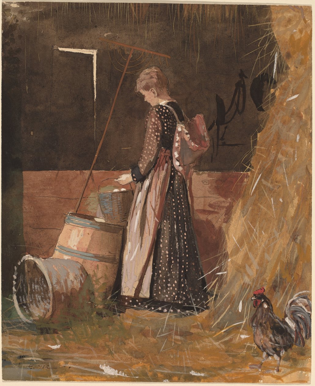 Friske æg, 1874 (wc) af Winslow Homer