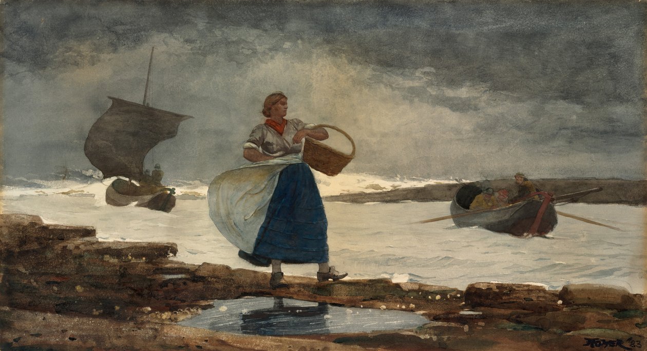 Inde i baren, 1883. af Winslow Homer