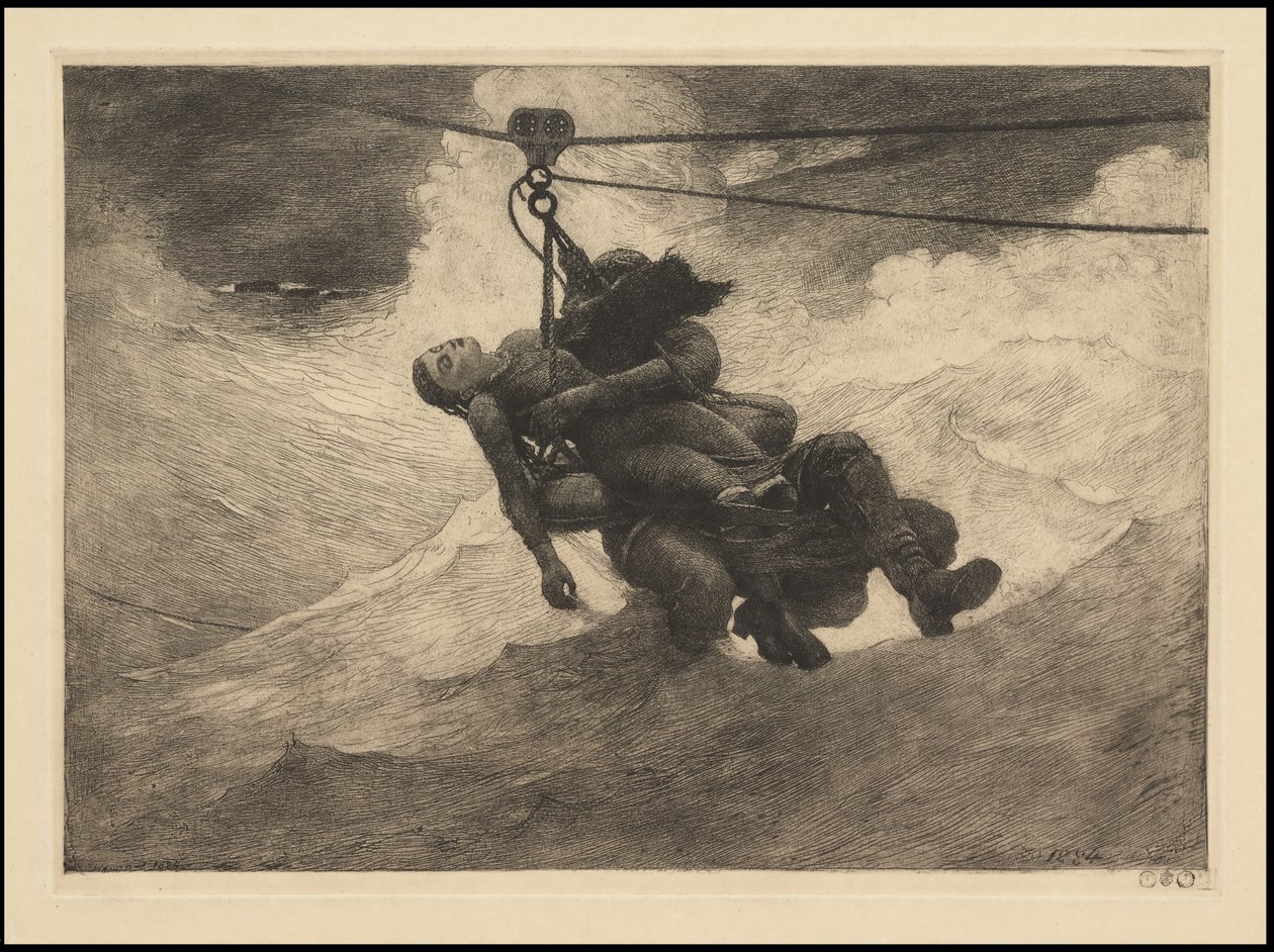 Life Line, 1884, formentlig trykt c.1940 af Winslow Homer