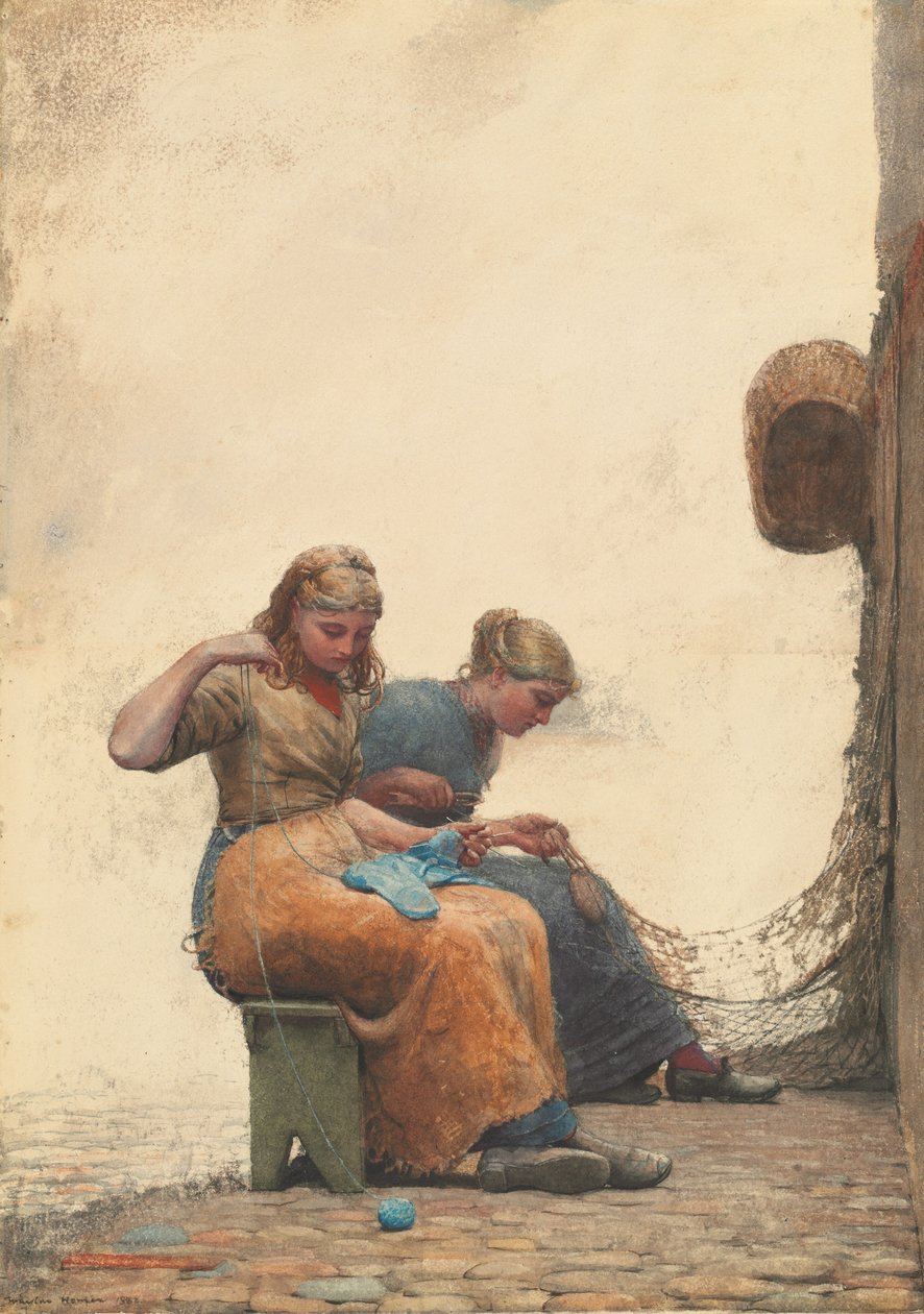Mending the Nets, 1882. af Winslow Homer