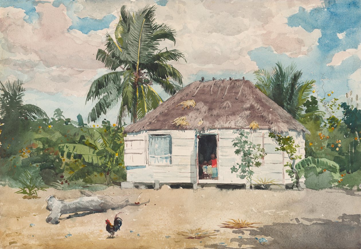 Indfødt hytte i Nassau, 1885. af Winslow Homer