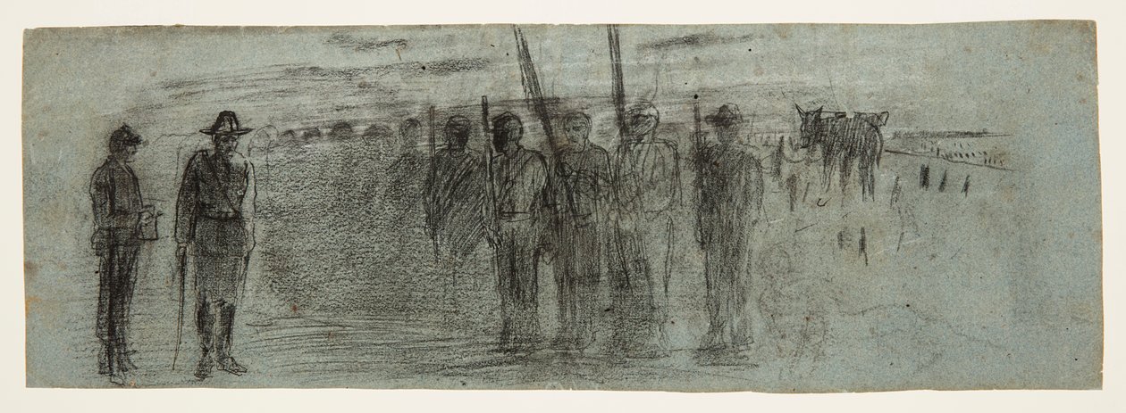 Officer og medhjælper inspicerer en eskadron af Winslow Homer