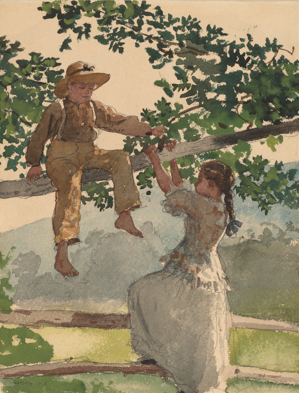 På hegnet, 1878. af Winslow Homer
