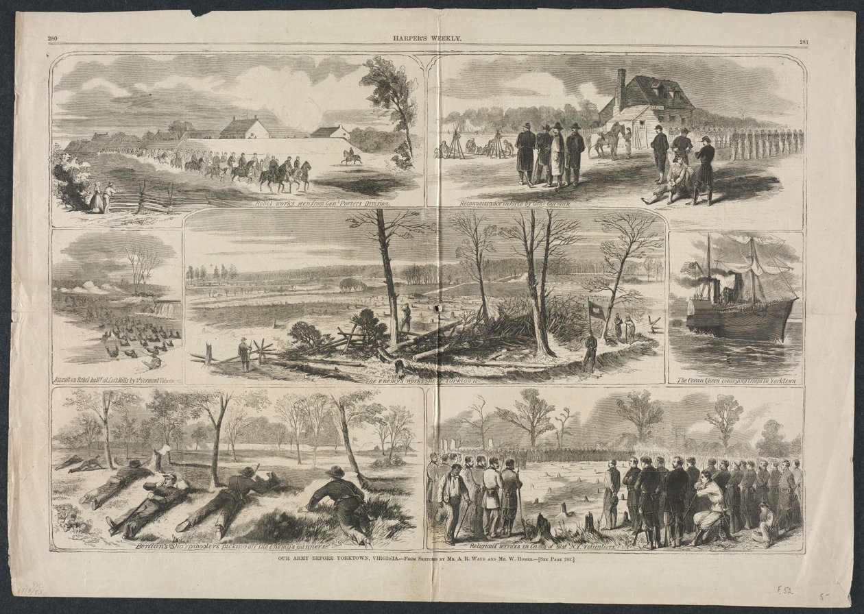 Vores hær før Yorktown, Virginia af Winslow Homer