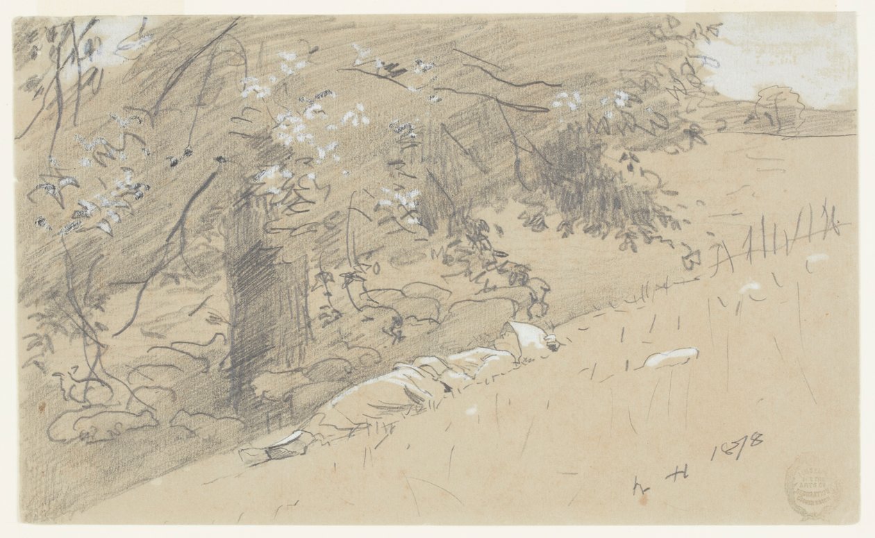 Hyrdinde hviler under et træ af Winslow Homer