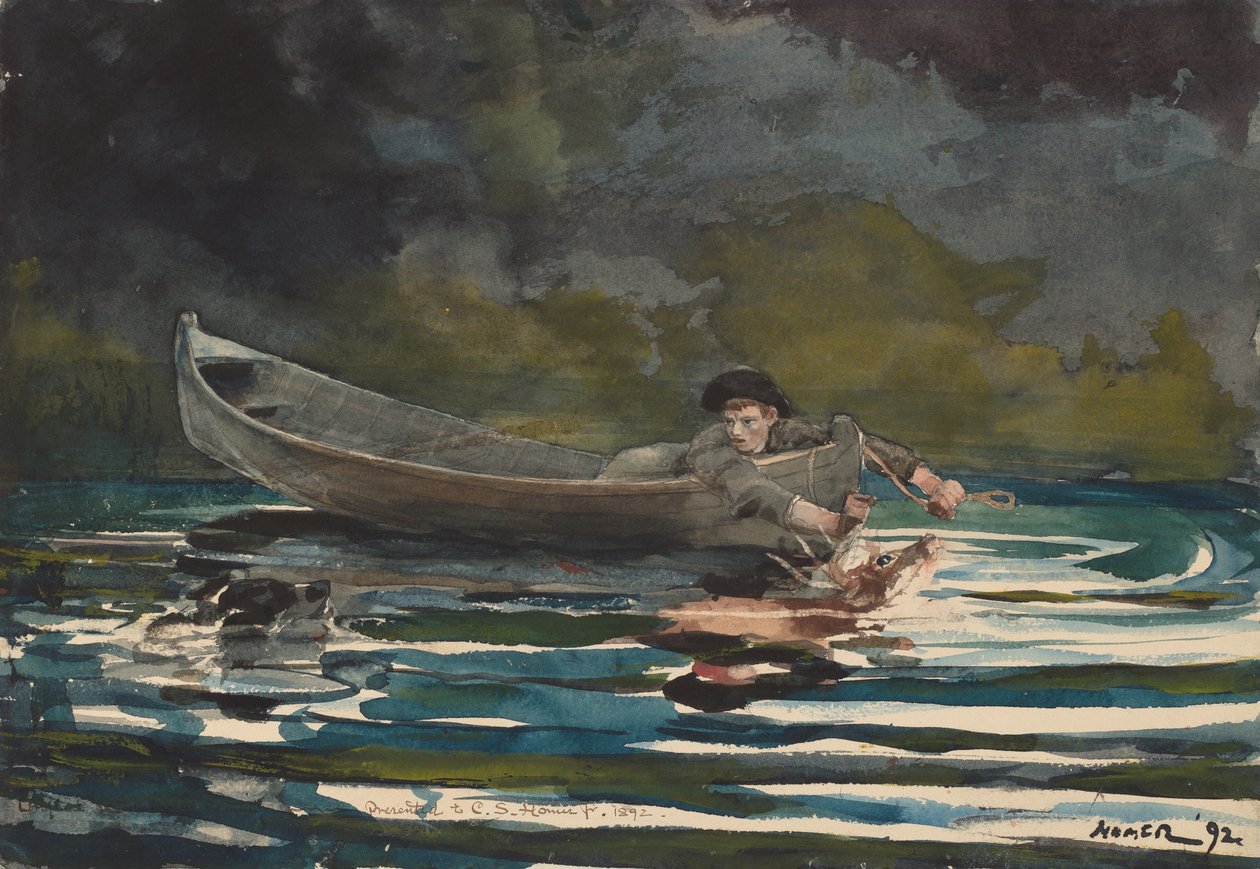 Skitse for hund og jæger, 18911892. af Winslow Homer
