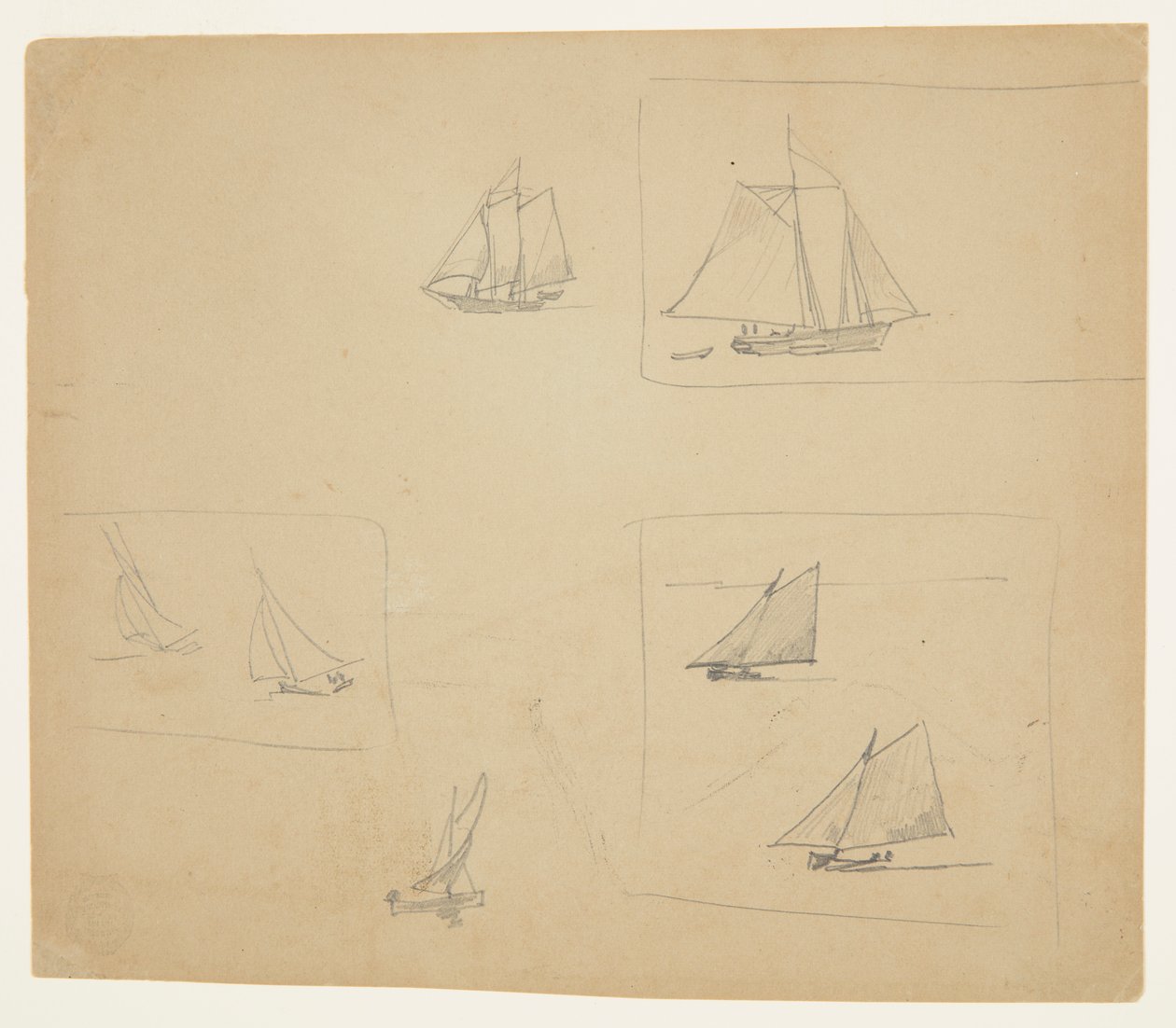 Skitser af sejlerfartøj af Winslow Homer