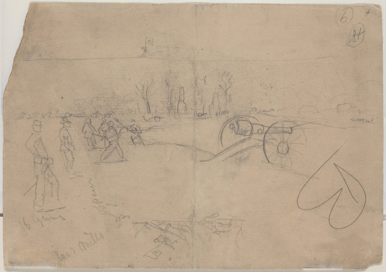 Soldater og kanoner [verso] af Winslow Homer