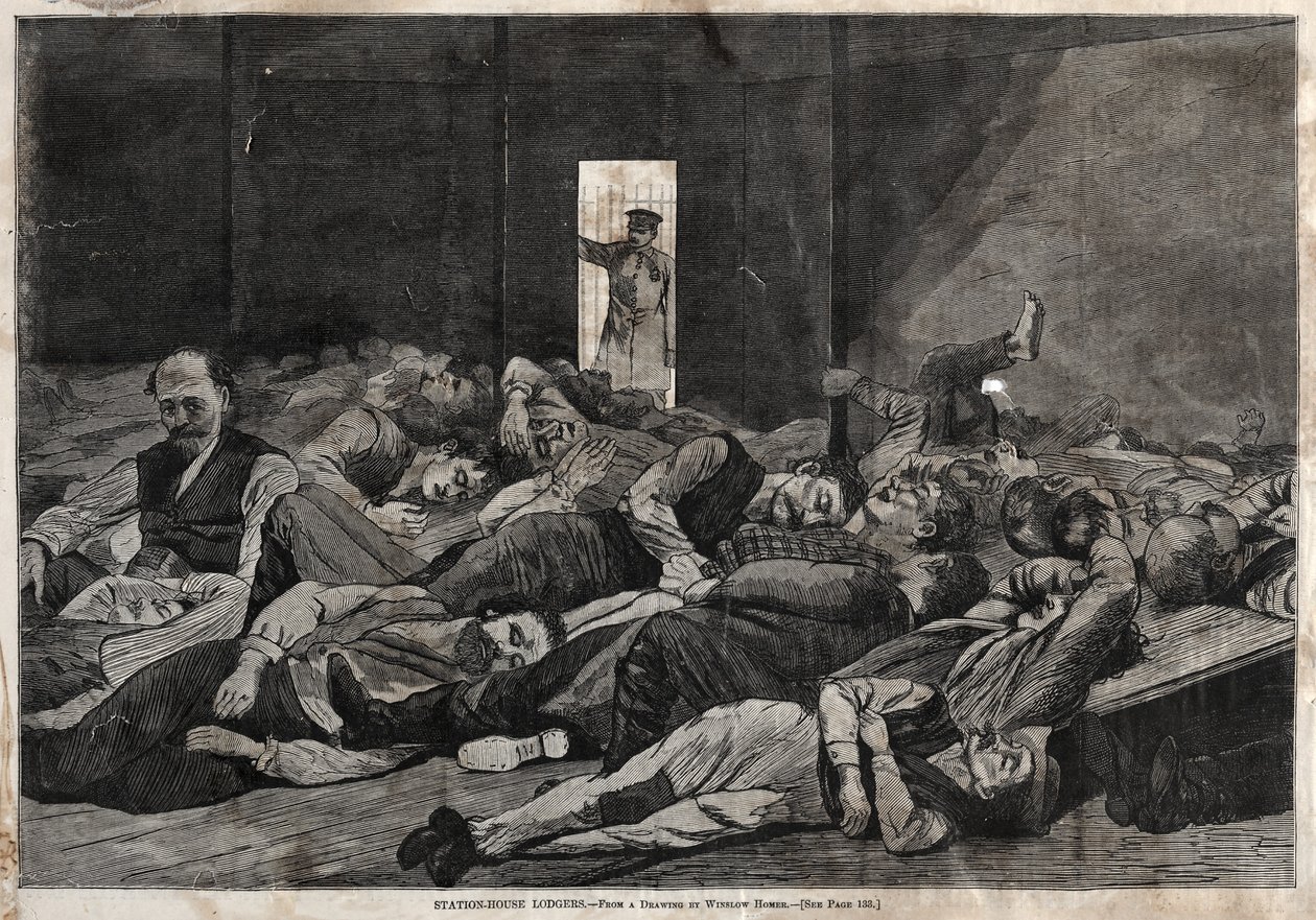 Logerende i stationsbygningen af Winslow Homer
