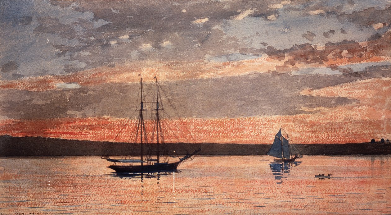Solnedgang ved Gloucester af Winslow Homer