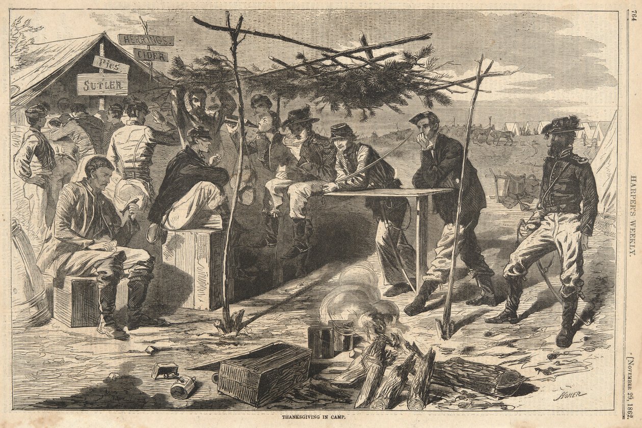 Thanksgiving i Camp, fra Harper af Winslow Homer