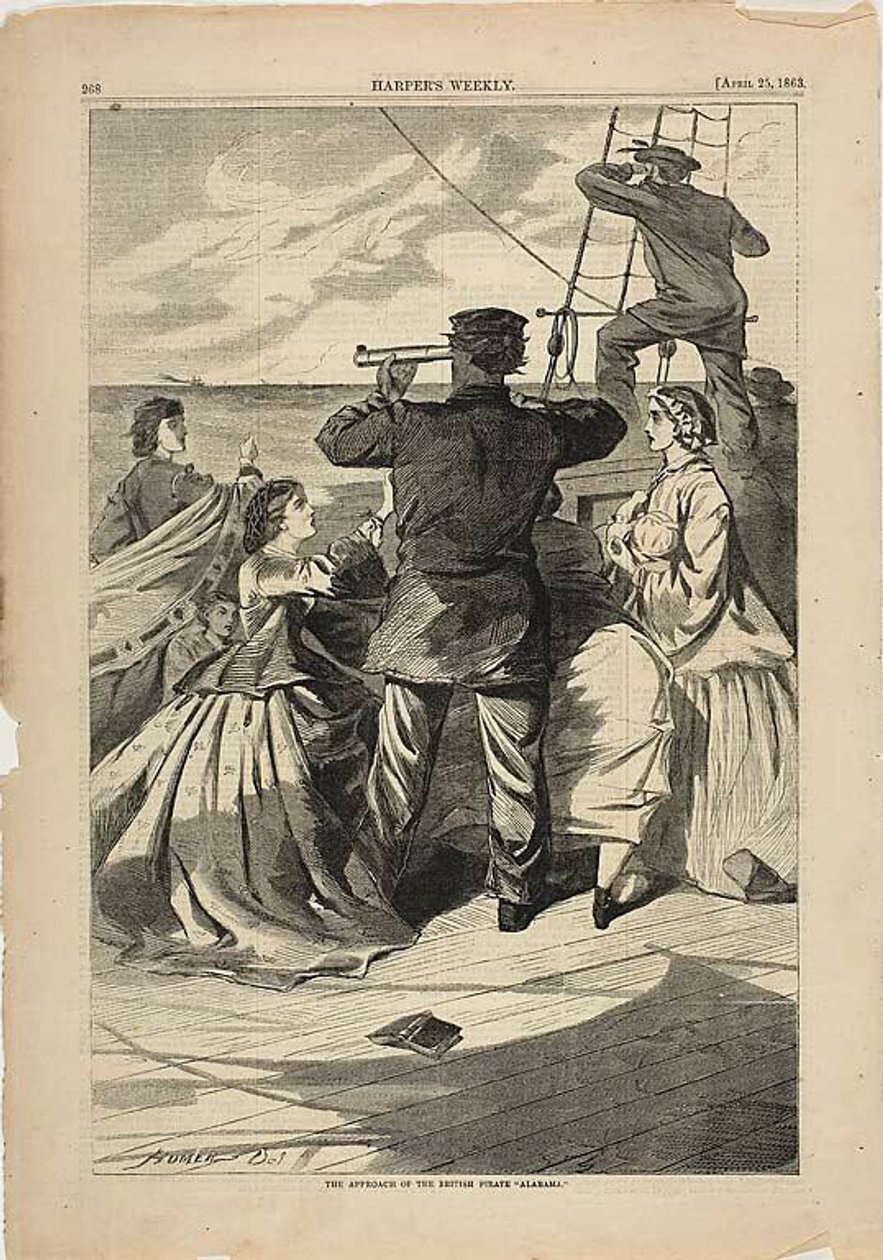 Det britiske piratskib "Alabama" nærmer sig af Winslow Homer