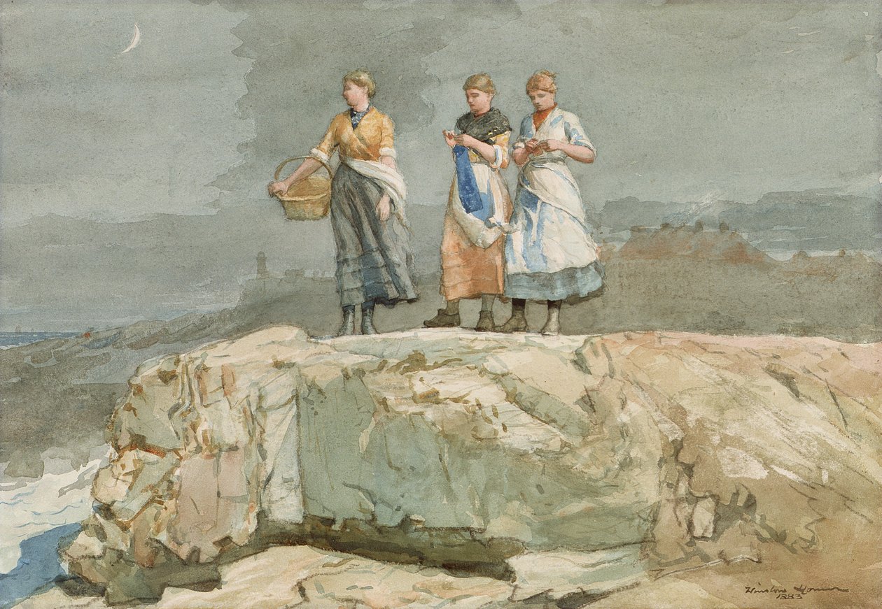 The Cliffs, 1883 (wc på papir) af Winslow Homer