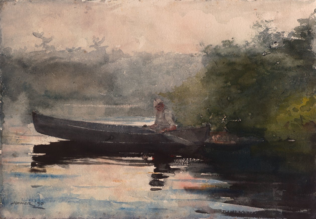 Slutningen på dagen, Adirondacks af Winslow Homer