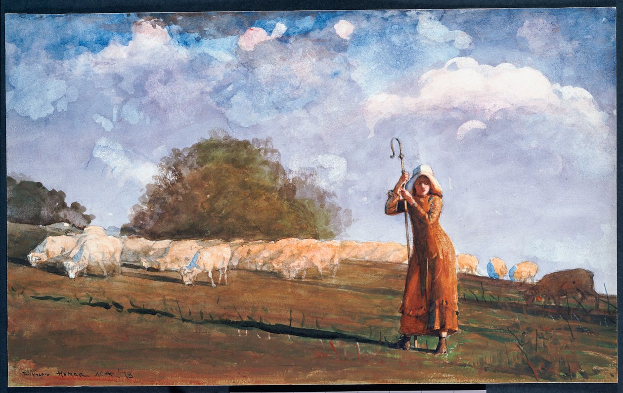 Den unge hyrdinde, 1878 af Winslow Homer