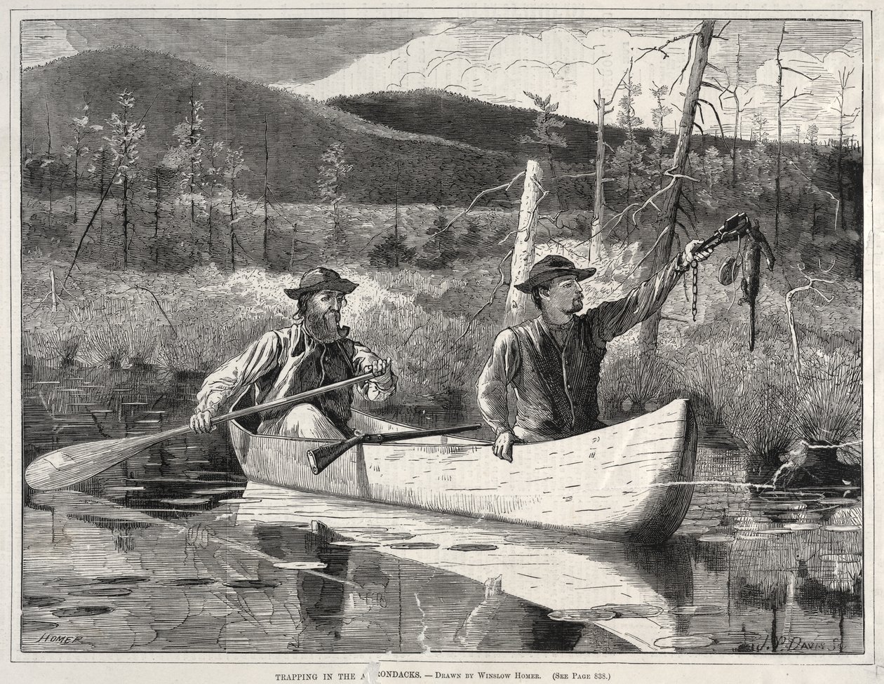 Fangst i Adirondacks, 1870. af Winslow Homer
