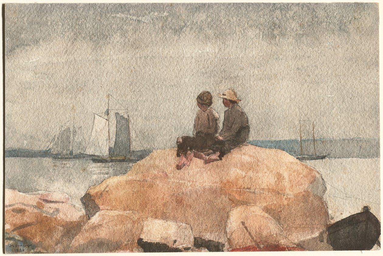 To drenge ser på skonnerter af Winslow Homer