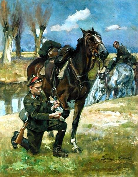 En vens hjælp af Wojciech Kossak