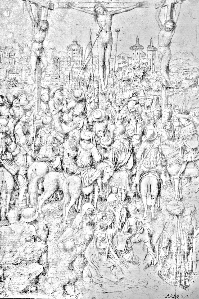 Kristi korsfæstelse tegning ca. 1440 af Workshop of Jan van Eyck