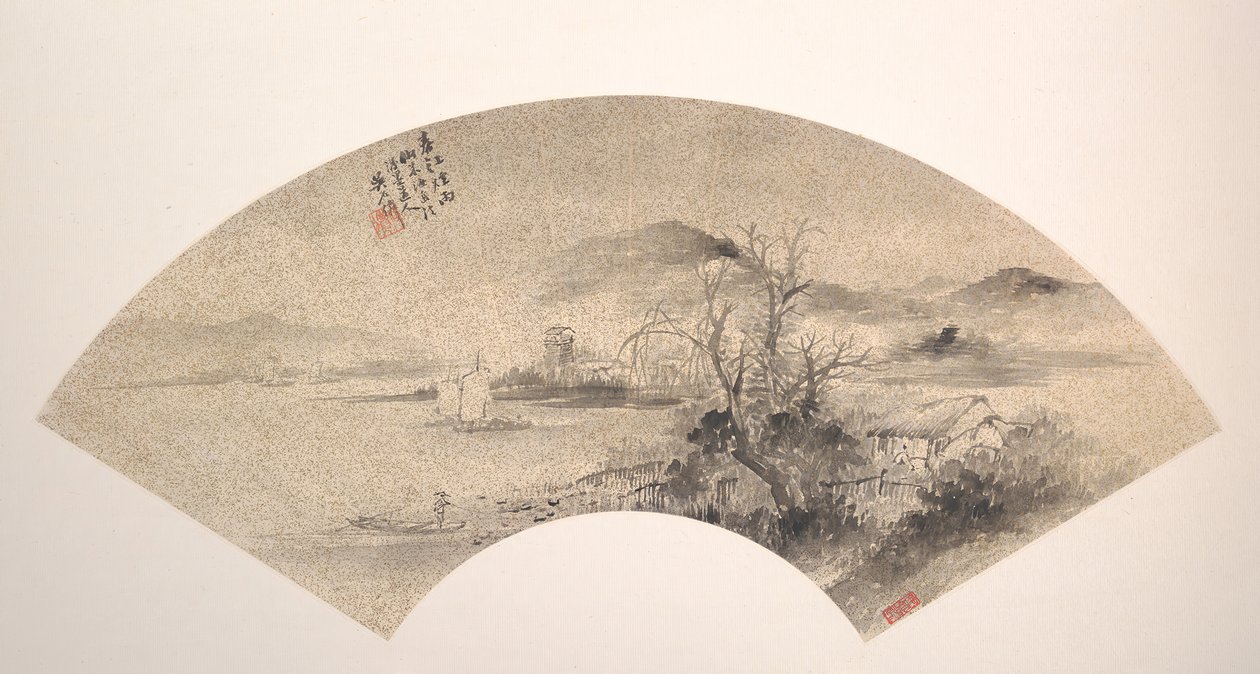 Misty regn på floden i foråret. af Wu Shixian