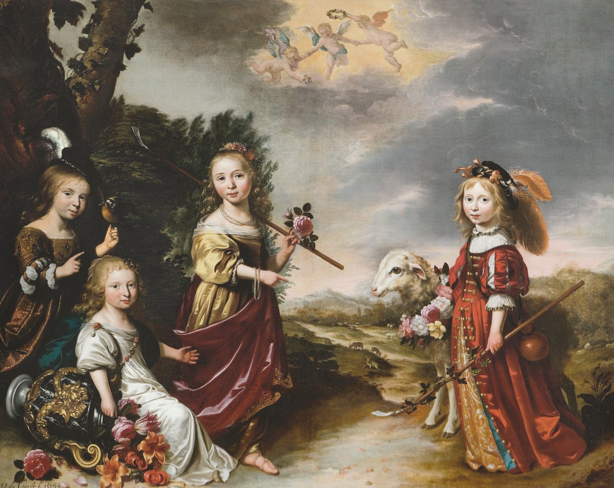 Portræt af børnene af Pieter van Harinxma thoe Sloten af Wybrand de Geest