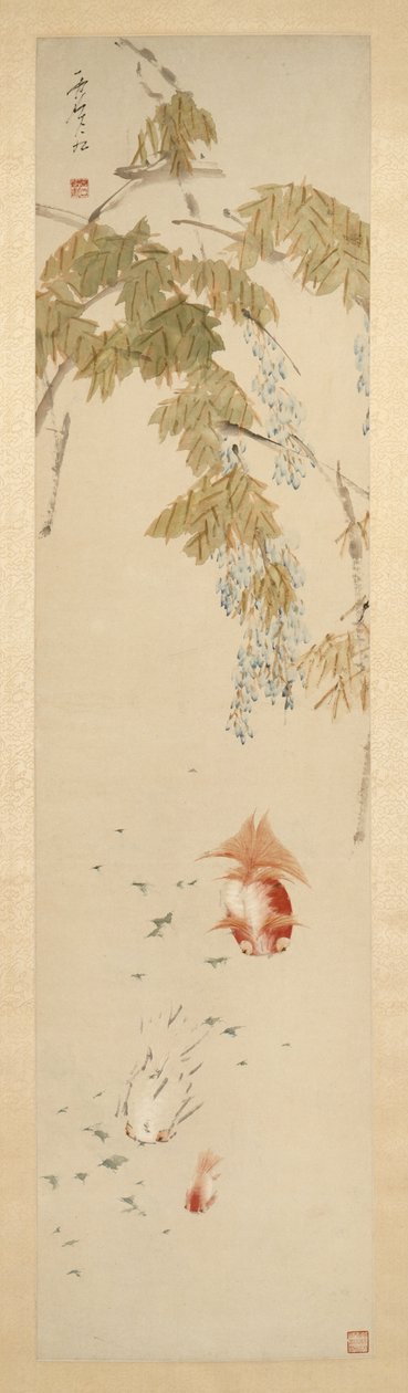 Blåregn og guldfisk 紫藤金魚圖 af Xugu