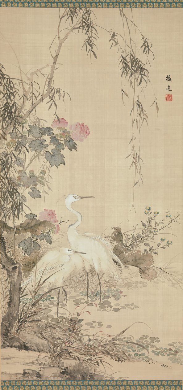 Egrets, Peonies and Willows, begyndelsen af det 19. århundrede. af Yamamoto Baiitsu