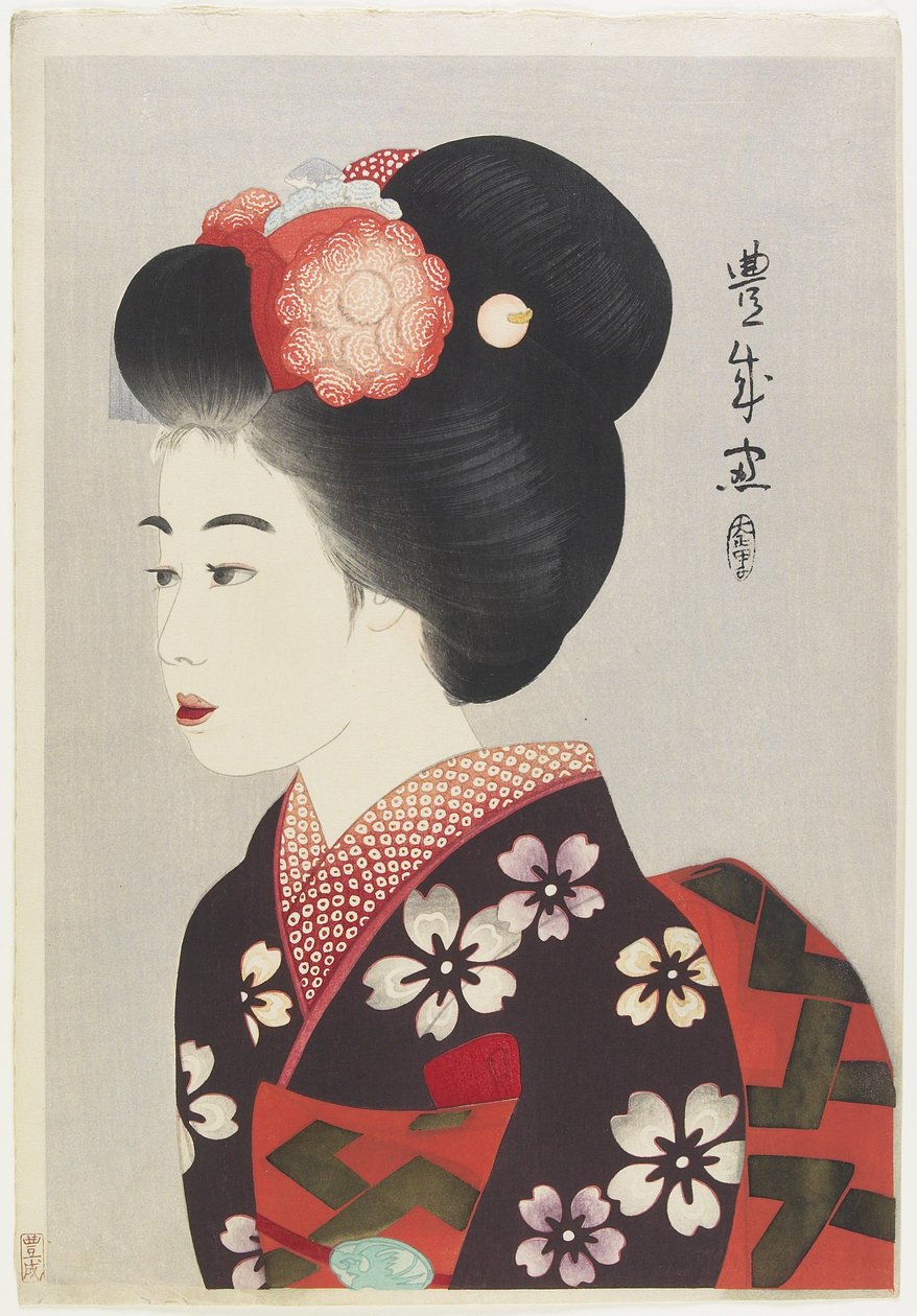 Maiko Girl, 1924 (træbloktryk i farver) af Yamamura Koka