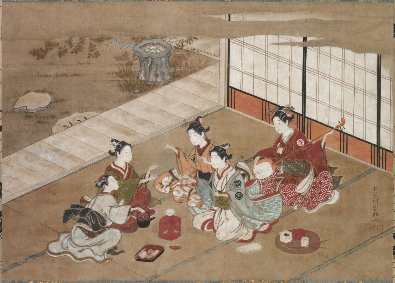 At spille håndspillet, ca. 1760. af Yasumasa Hasegawa