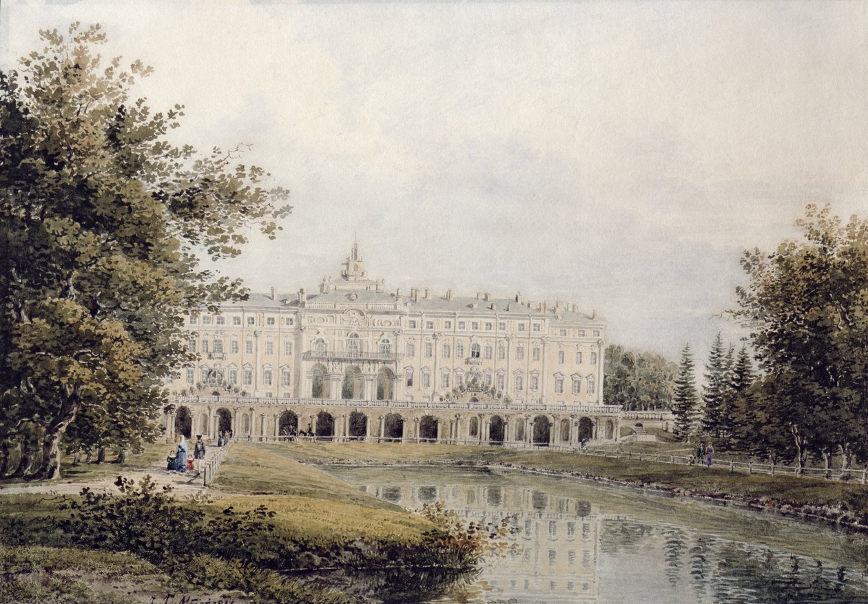 Udsigt over Strelnas store palads nær St. Petersborg, 1841 af Yegor Yegorovich Meier