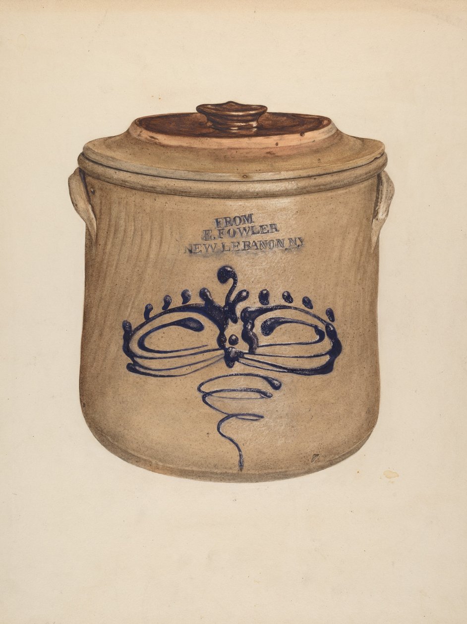Crock med låg, ca. 1938. af Yolande Delasser