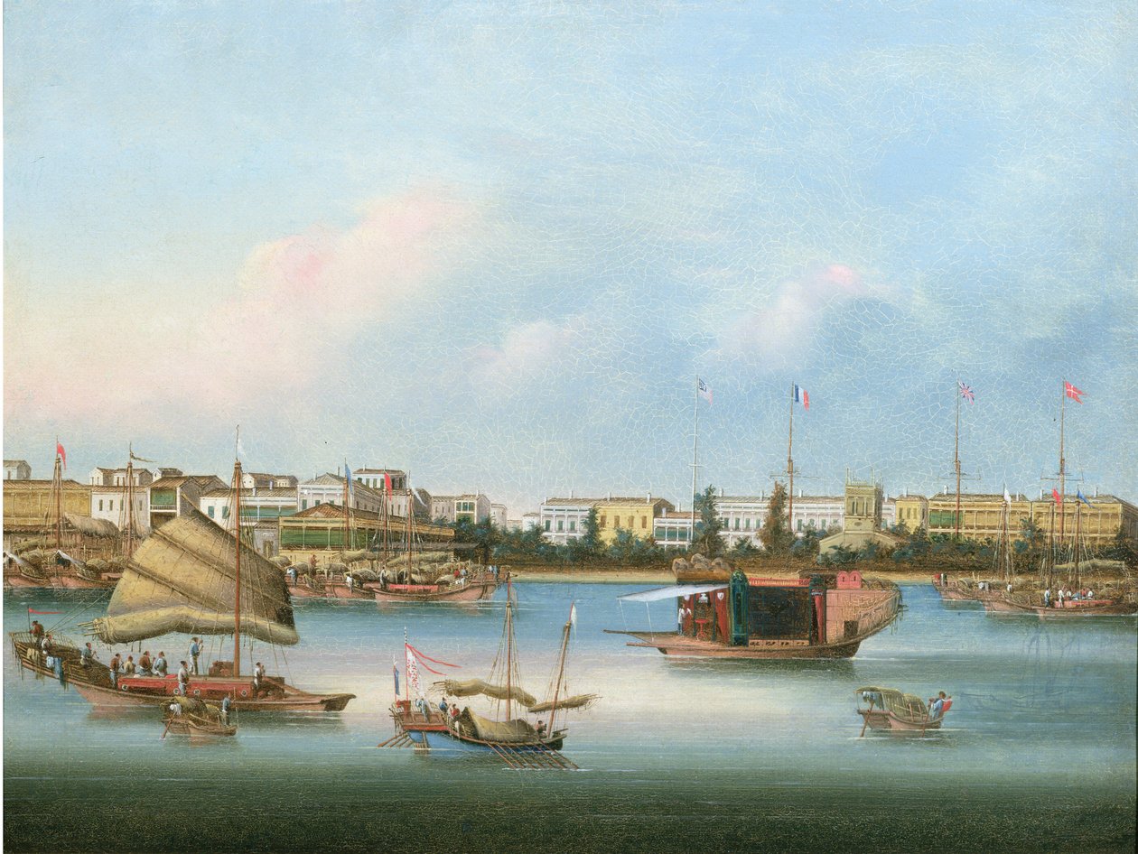 The Hongs i Canton, ca. 1855 (olie) af You Qua
