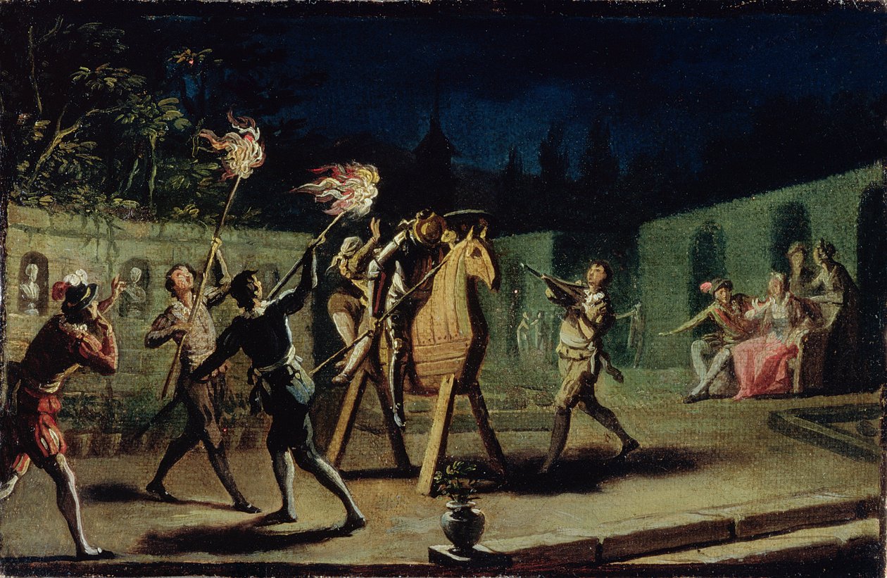 Don Quixote og Sancho Panza ridende på Clavileno (par 82435) af Zacarias Gonzalez Velazquez