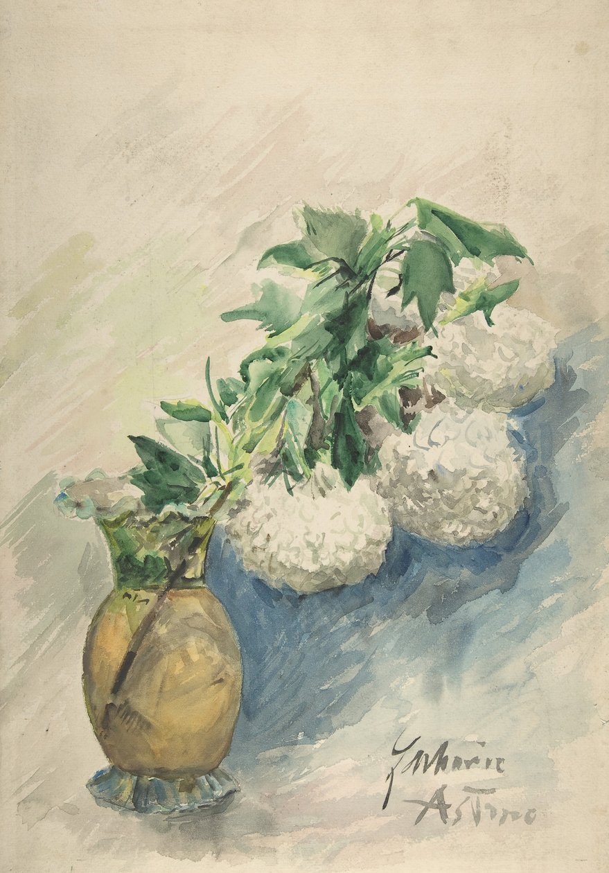 Hvide blomster i vase, ca. 1884-1904. af Zacharie Astruc