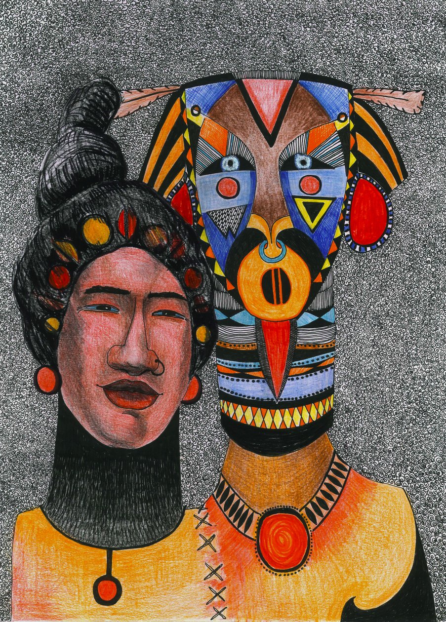 Together-forever, 2012 (pen, blæk og farveblyanter på papir) af Zanara Sabina Nedelcheva Williams