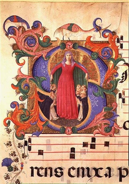 Missal 515 f.169r Madonna Misericordia, 1448-49 (for detaljer se 88925-26) af Zanobi di Benedetto Strozzi