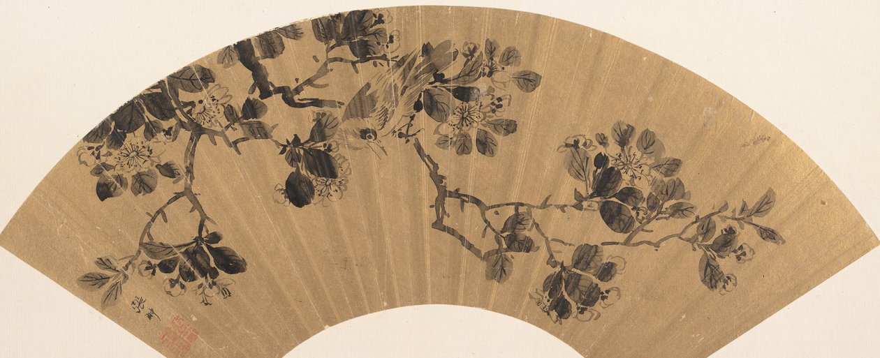 Fugl på en blomstrende gren. af Zhang Chong