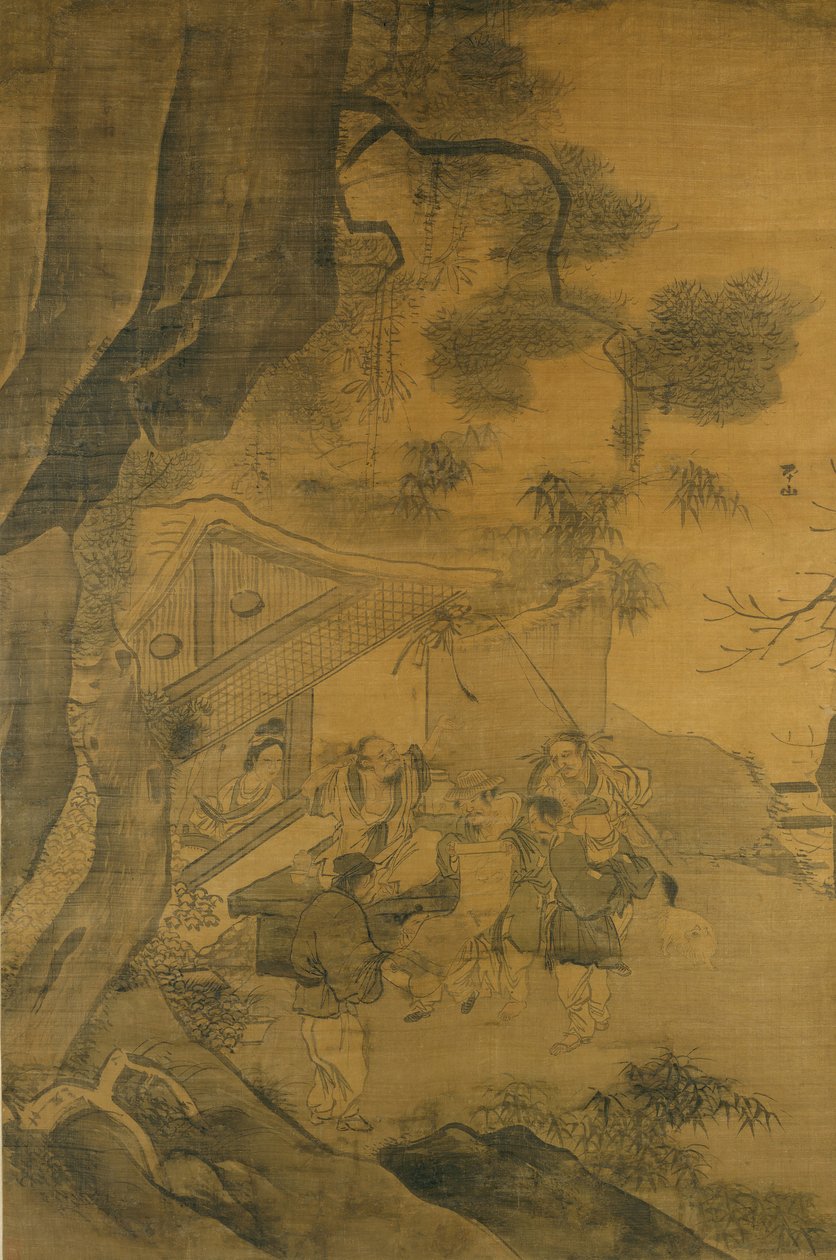 Studerer et maleri, 1500-tallet. af Zhang Lu