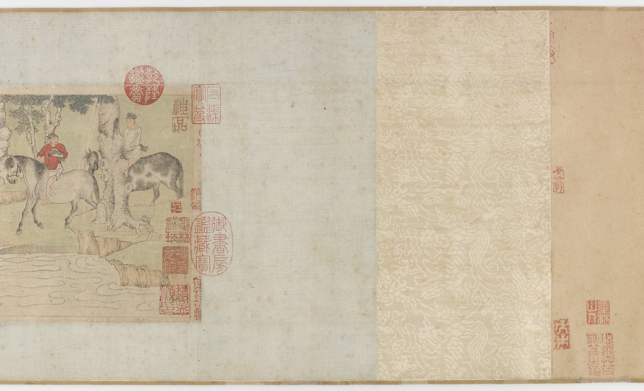 Heste og gomme krydser en flod, Yuan eller det tidlige Ming-dynasti, 1300-tallet af Zhao Mengfu Chao Meng Fu or