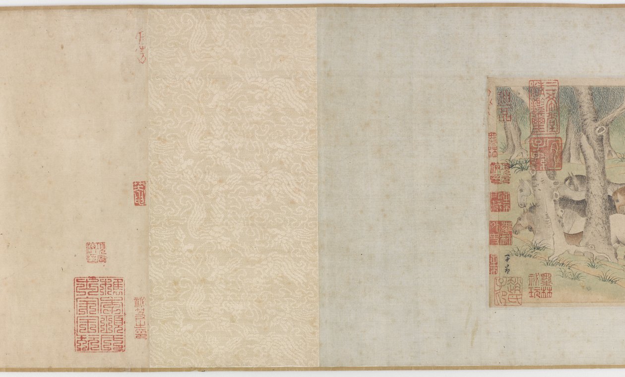 Heste og gomme krydser en flod, Yuan eller det tidlige Ming-dynasti, 1300-tallet af Zhao Mengfu Chao Meng Fu or