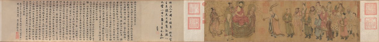 Barbarsk kongelighed tilbeder Buddha, 900-tallet. af Zhao Guangfu