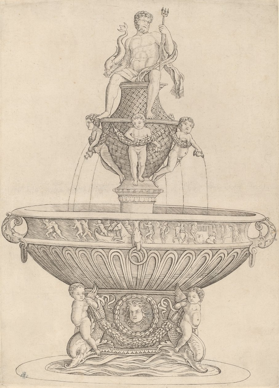 Springvand med statue af Neptun, ca. 14801485. af Zoan Andrea